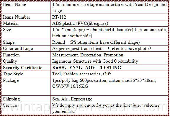 Custom Wholesale Plastic Short Scale Ruler CM Inch Mini Tape Measure with Logo